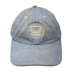 San Diego Zoo Wild Animal Park Baseball Cap Blue One Size Adjustable Denim